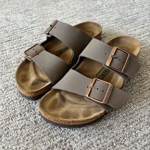 Birkenstock Taupe Sandals with Copper Buckles